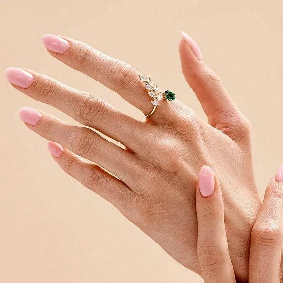 Personal Green Diamond Live Ring Women's Wedding Bride Leaf Ring Hand Diamond Accessories RINGS