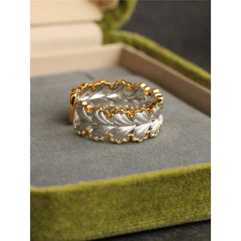 Italian imported weaving carved golden craftsmanship Ginkgo biloba opening rings ins niche design sense light luxury new model