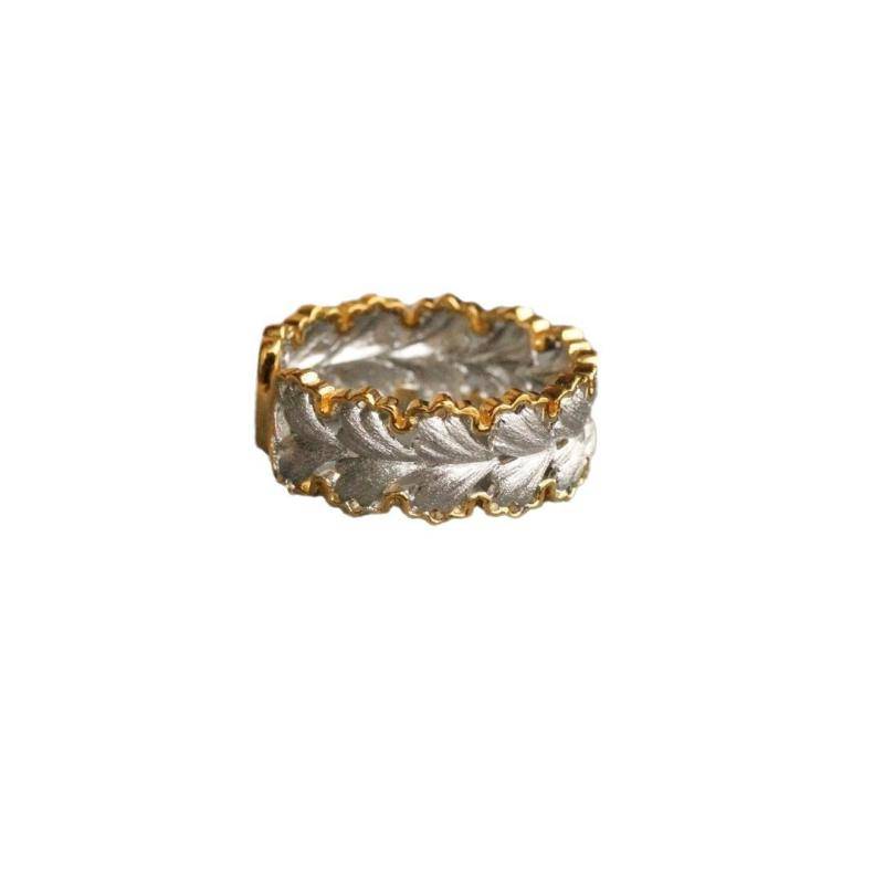 Italian imported weaving carved golden craftsmanship Ginkgo biloba opening rings ins niche design sense light luxury new model