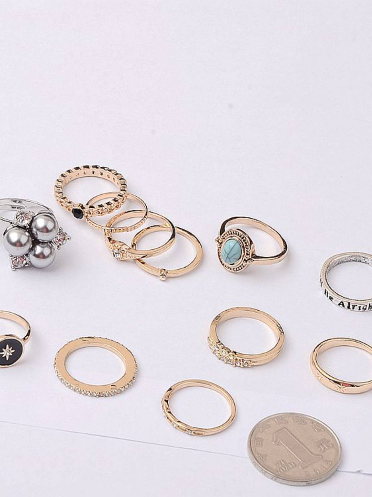 European and American jewelry simple personality fresh crystal gem ring simple atmosphere fingers ring female