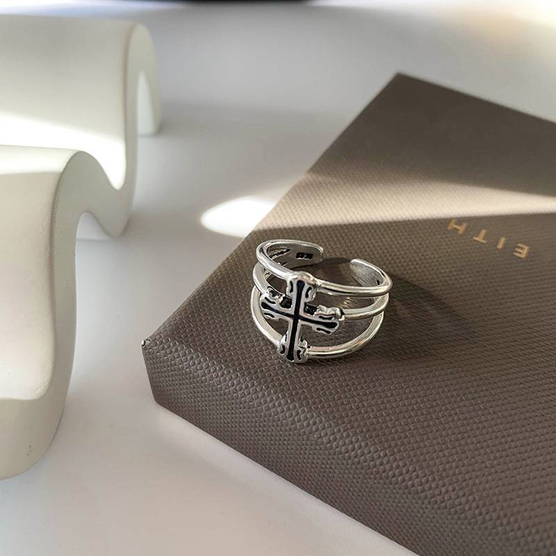 0181 Simple Fashion Cross Shelf Ring Women's Retro European and American Hot Selling Jewelry Pinde Manufacturers