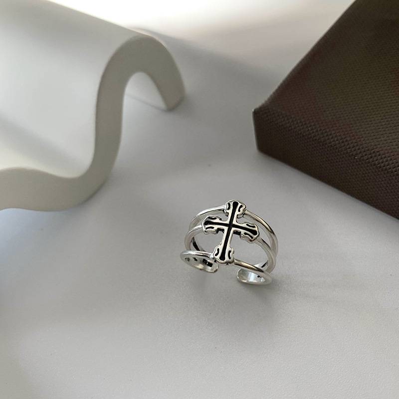 0181 Simple Fashion Cross Shelf Ring Women's Retro European and American Hot Selling Jewelry Pinde Manufacturers