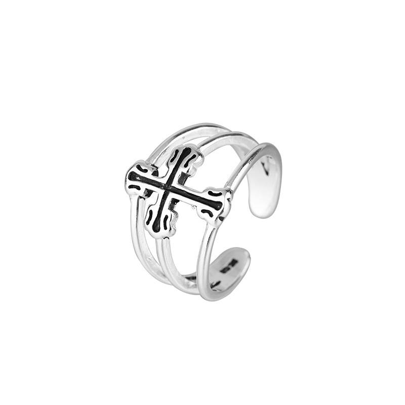 0181 Simple Fashion Cross Shelf Ring Women's Retro European and American Hot Selling Jewelry Pinde Manufacturers