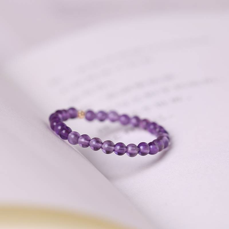 Jiu Zi Lihuo Dimable Uruguay natural amethyst ring female purple beads, wealth, wealth, peace and fat hand large