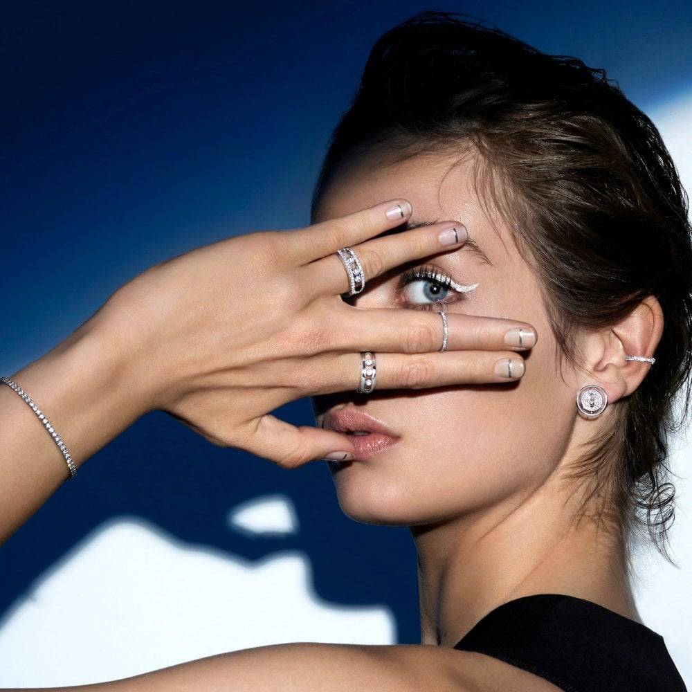 Fashion Modern Jewelry Gallery 925 Silver Single Single Gold Slice Drilling Ring Ring Finger Finger Ring Slide