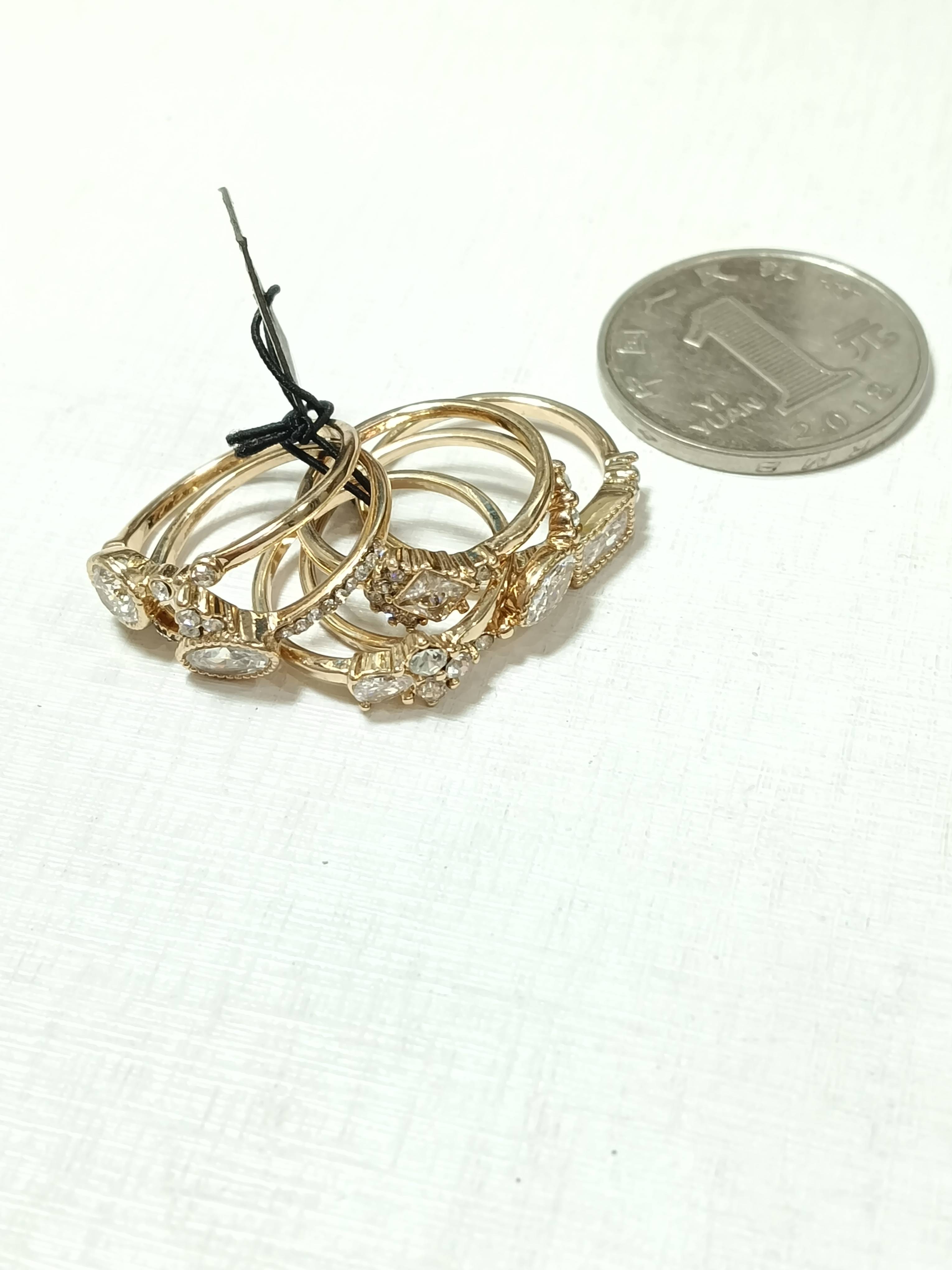 European and American inventory single or lonely products do not refund and change to accept the shotstone micro -mosaic combination ring 240418