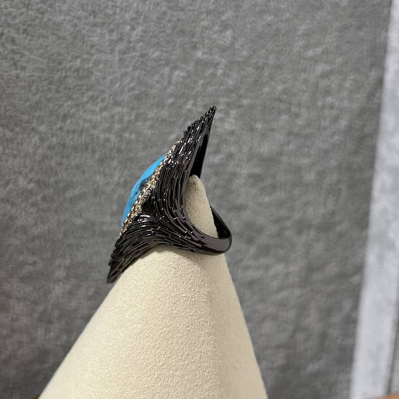 AB European and American ghosts designer Angel Eye Ring inlaid Embedded Retro Moso Ring Exaggerated Personality Diablo