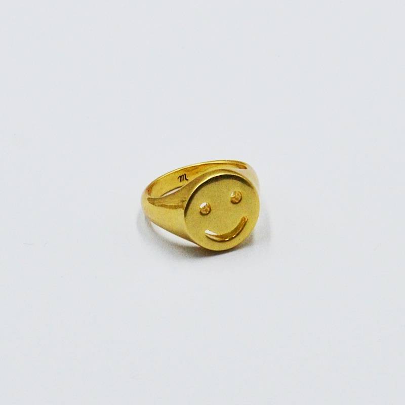 Wei Ai Nuo Pop Adopy European and American Brand Tail Simple Copper Plating True Gold Small Smile Personality Simple Ring