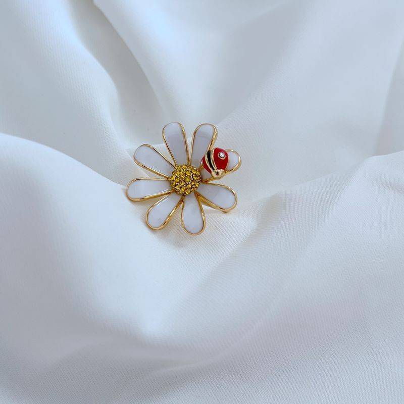 Rural Wind Hand-painted enamel glaze glaze flower chick cute red ladybug new ring JZ-2