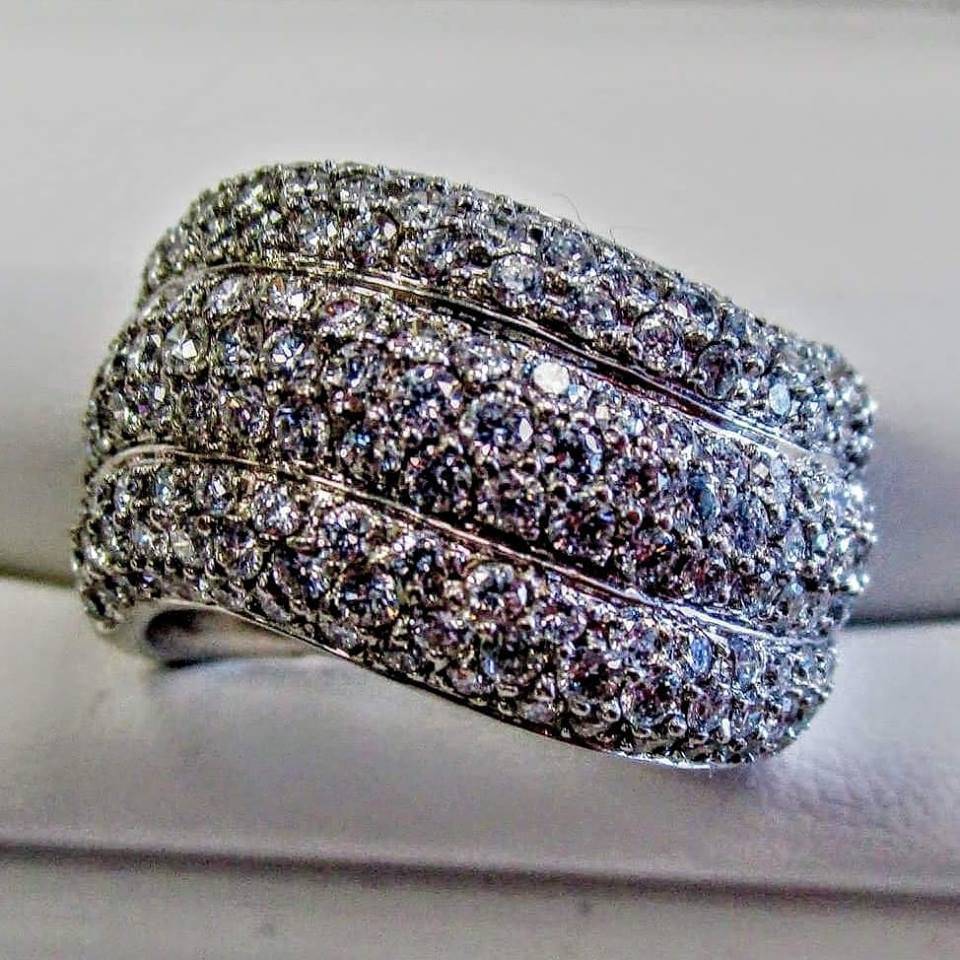 Exaggerated luxury ring European and American explosion silver -plated silver 5A vermiculite ring women's wedding rings diamond rings