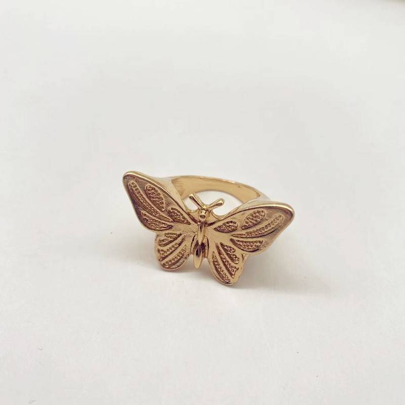 Qingdao jewelry European and American high -quality inspiration INS wind retro butterfly geometric all -round simple ring fingers ring female