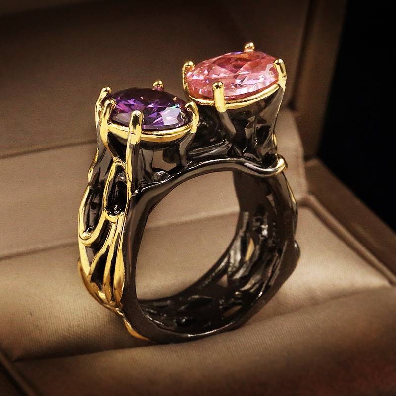 Speed -ups WISH hot sale of vermiculite rings Golded ladies ring black gold and purple diamond gift jewelry jewelry jewelry jewelry