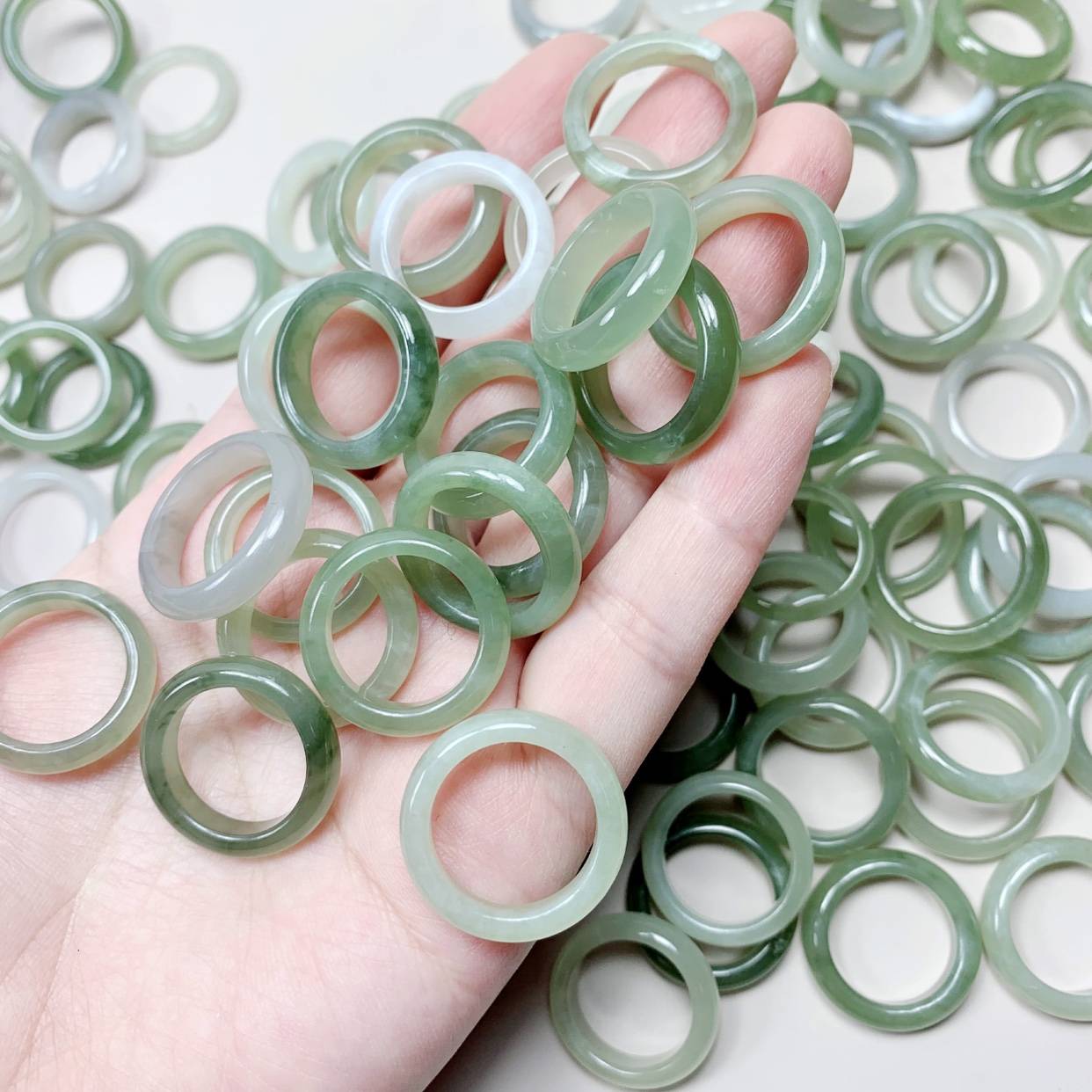 Qingcang Natural Hetian Yuqing Water Running Ring Circle Whenever Hetian Yu Ring Circle