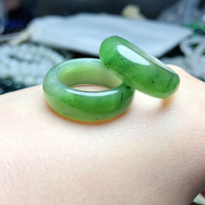 P711 Natural Hetian Jade Jade Ring wide version of the finger ring ring ring jewelry gift gradient color full color