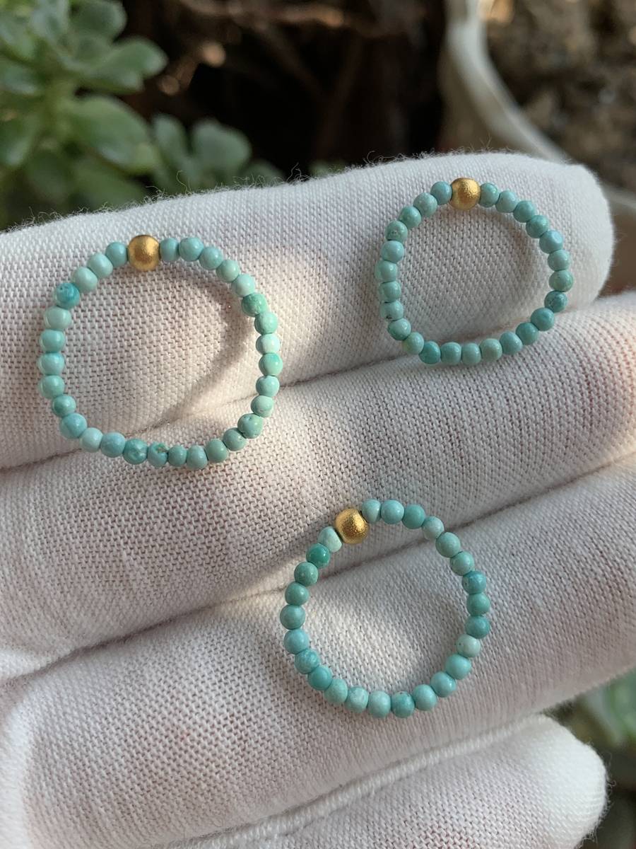 Original ore turquoise Xiaomi beaded beaded ring female 2mm no optimized finewoman play beaded bead food finger ring