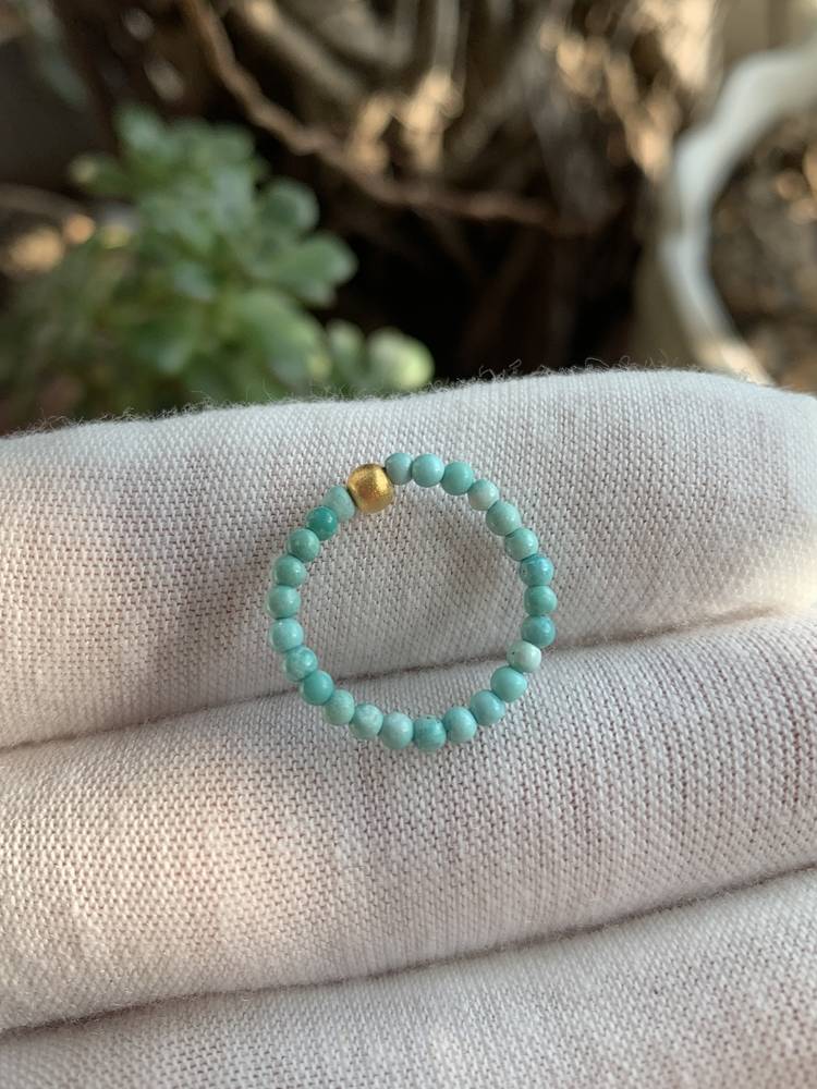 Original ore turquoise Xiaomi beaded beaded ring female 2mm no optimized finewoman play beaded bead food finger ring