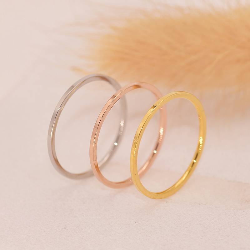 Two Get one Korean version of the minimalist model 18K rose gold titanium steel ring joint ring tail ring ring couple women's jewelry ring