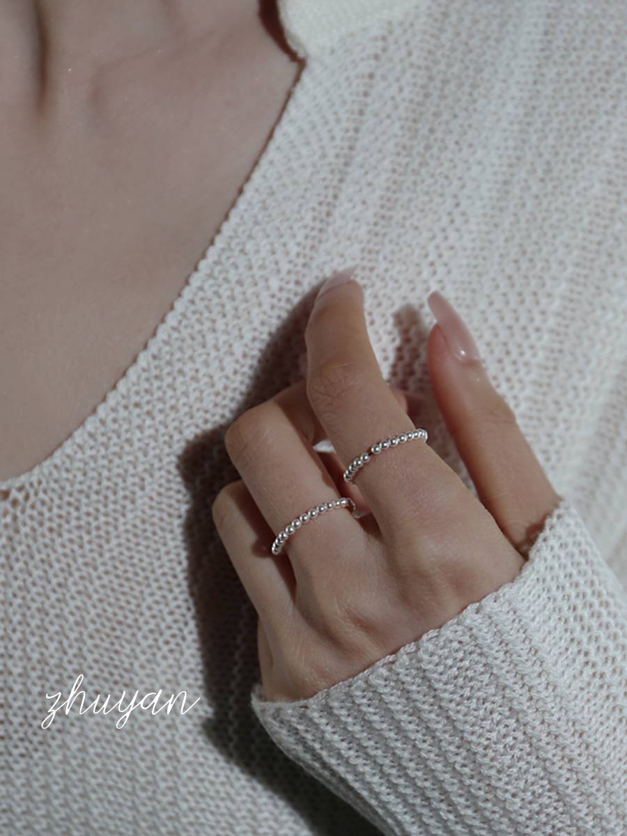 Niche Senior A sense of Shi Jiajia Pearl Ring Die vegetarian ring fingertips female light luxury tail rim pearl food finger ring
