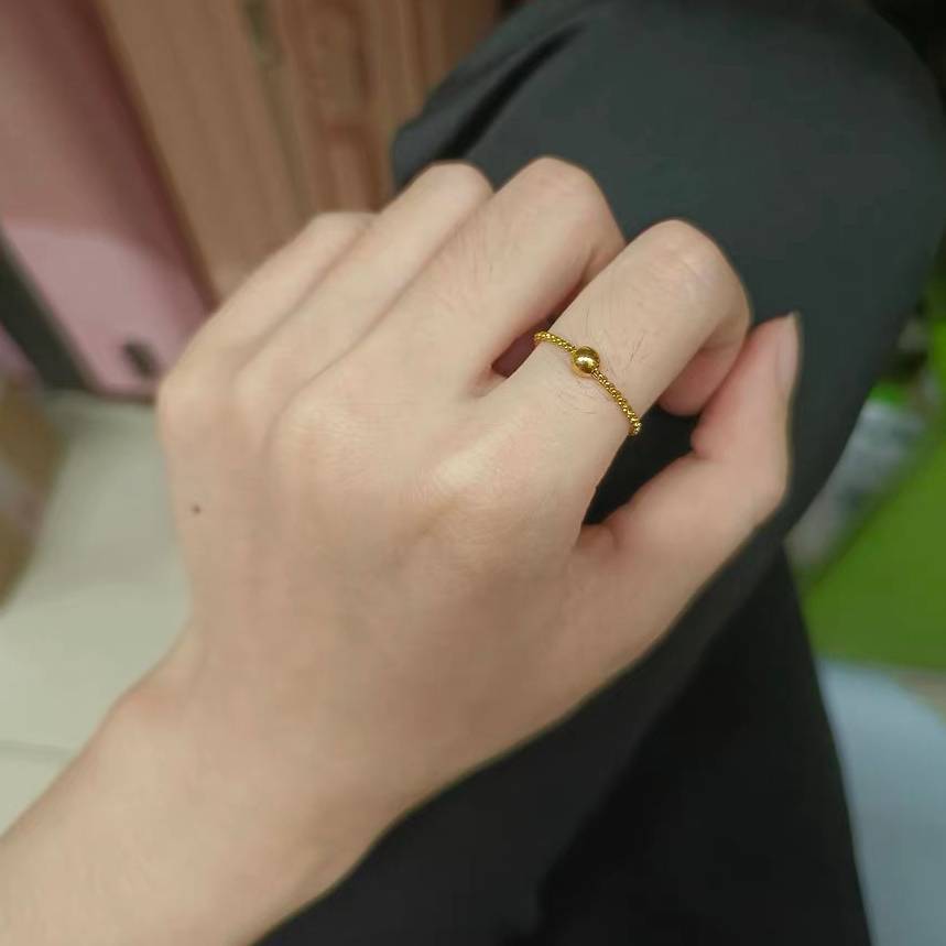 Welfare feedback ~ Pure handmade, a transfer of good luck, a small golden bead, no coloring ring, 18K bag gold tide