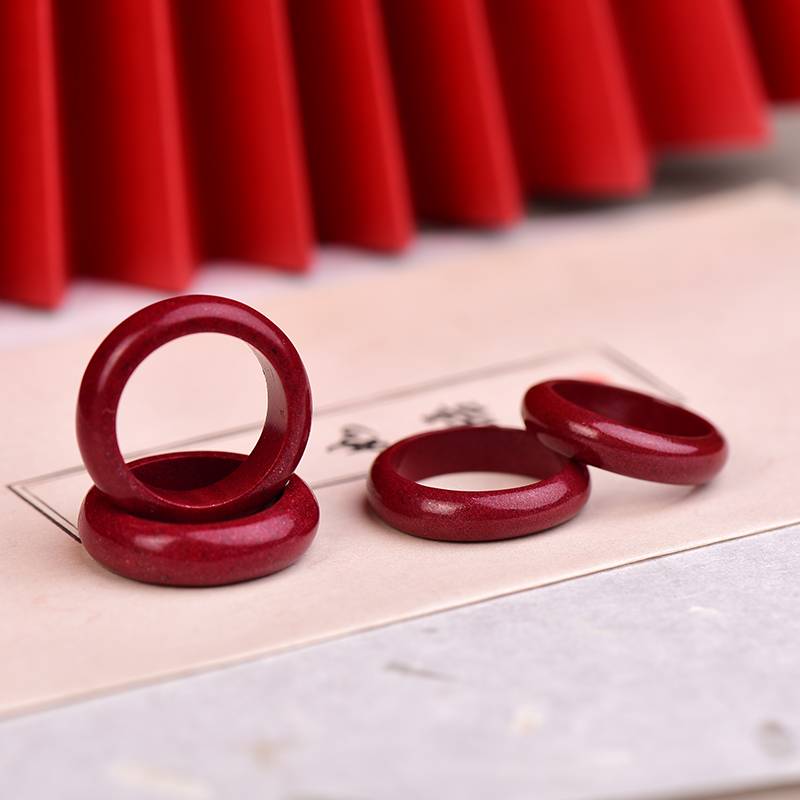 Cinnabar ring natural purple gold sand book destiny dragon year couple jewelry index finger ring finger wide version of the red rings