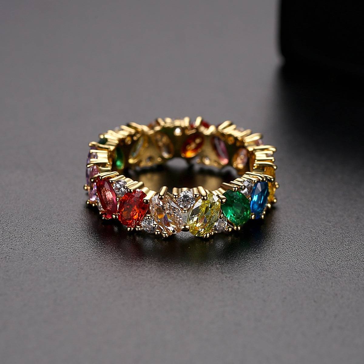 Color Stone ring European and American fashion color vermiculite rings birthday gift ring female