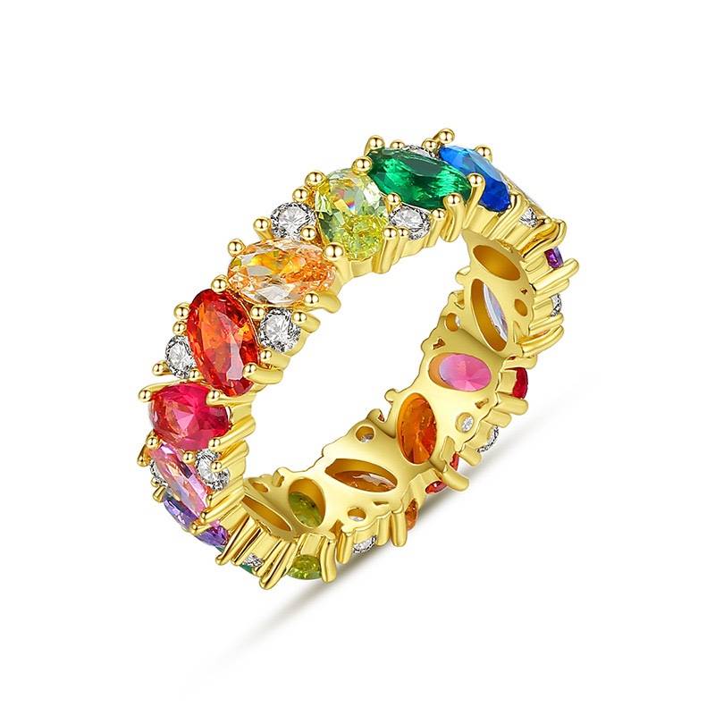 Color Stone ring European and American fashion color vermiculite rings birthday gift ring female