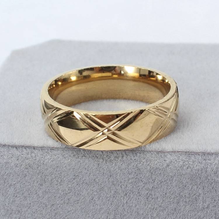 No fading new golden titanium steel ring men and women fashion pattern stainless steel rings can be carved jewelry hot sale