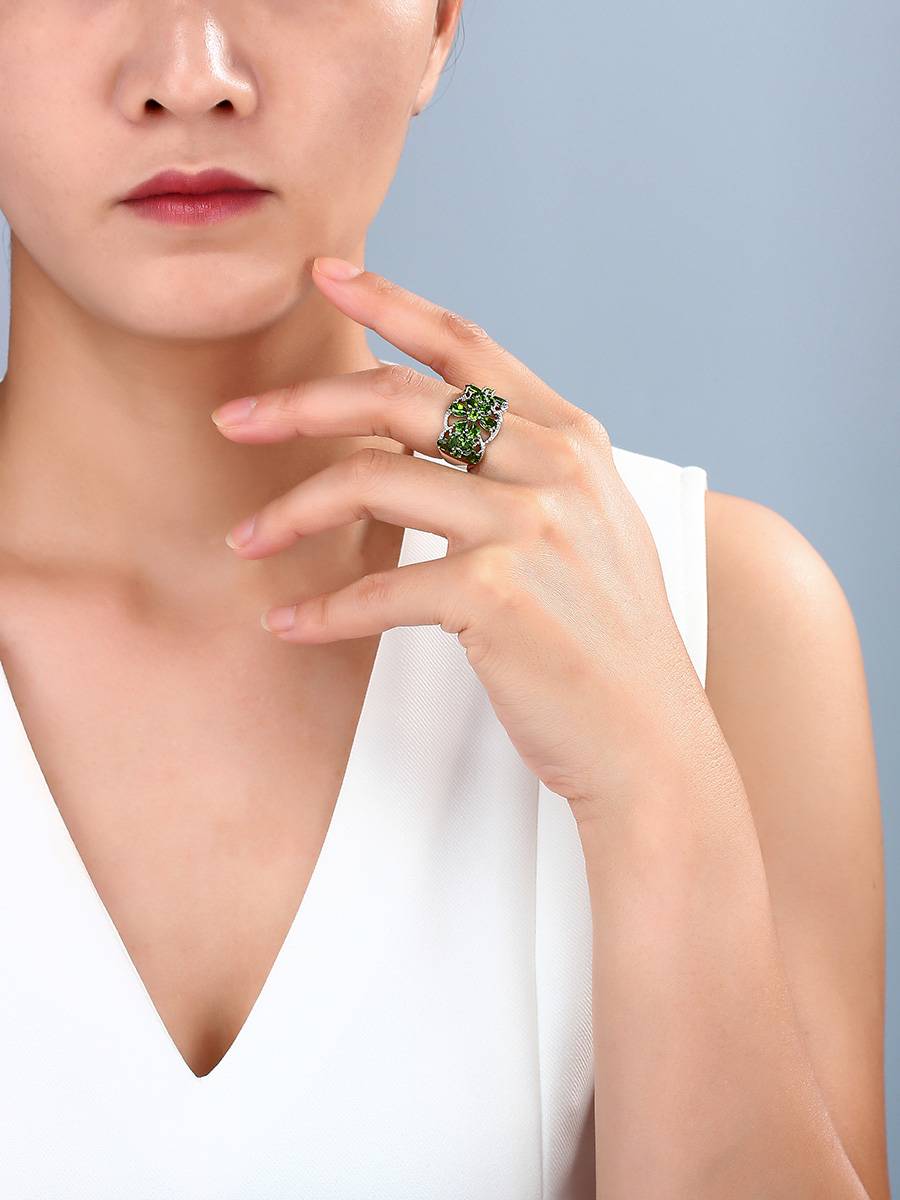 Flower transparent pirate 925 Silver Ring Ring Women Fashion Personality Fashion Original Fashion Tide Design