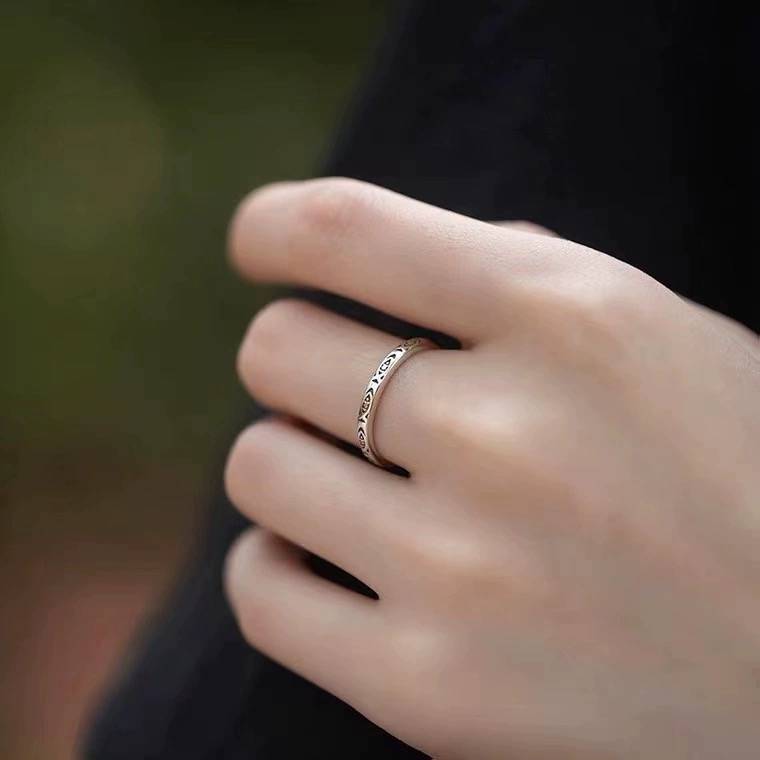 S925 sterling silver lucky fish ring female niche design INS tide personality is simple and versatile can adjust the small fish finger ring
