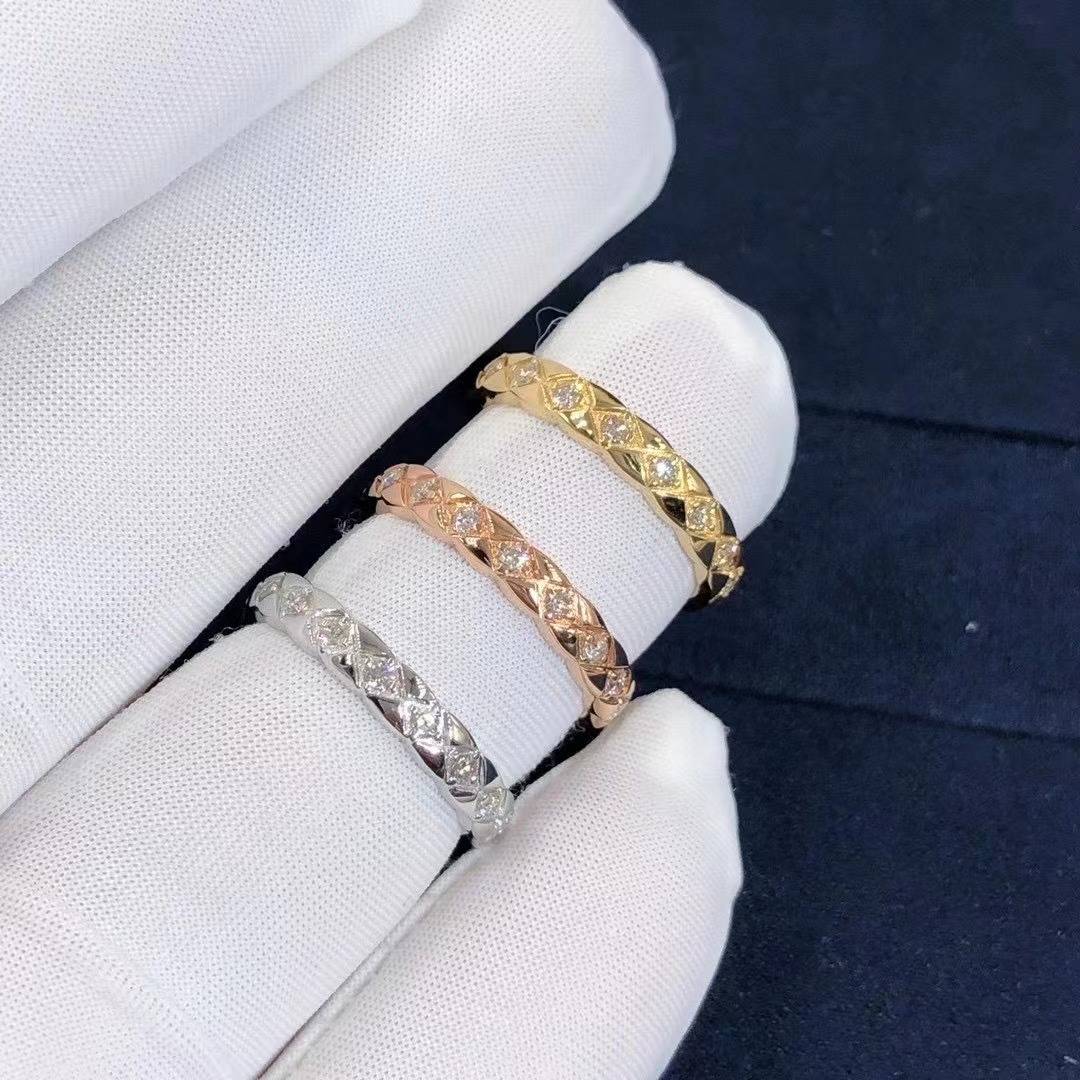 COCO diamond pattern classic 18K gold diamond INS stacking wide -narrow version of small incense wind -style niche couple