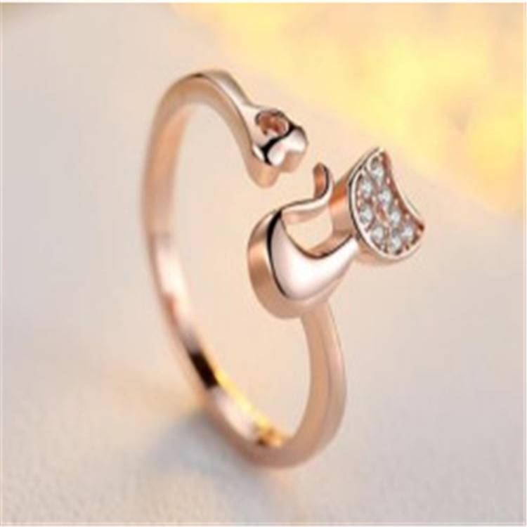 Fashion European and American Cat Rings Simple Personalized Creative Cat Open Ring Student Silver Gives Givers Ring