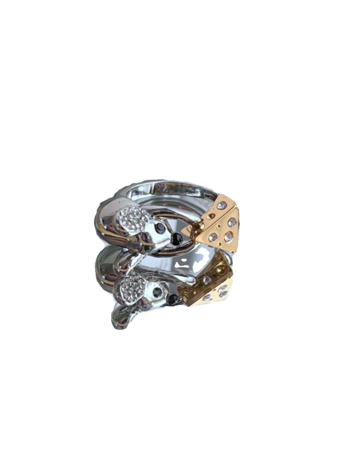 Korean version of fashion light luxury, cute niche design ins, minimal mouse steal cheese metal ring