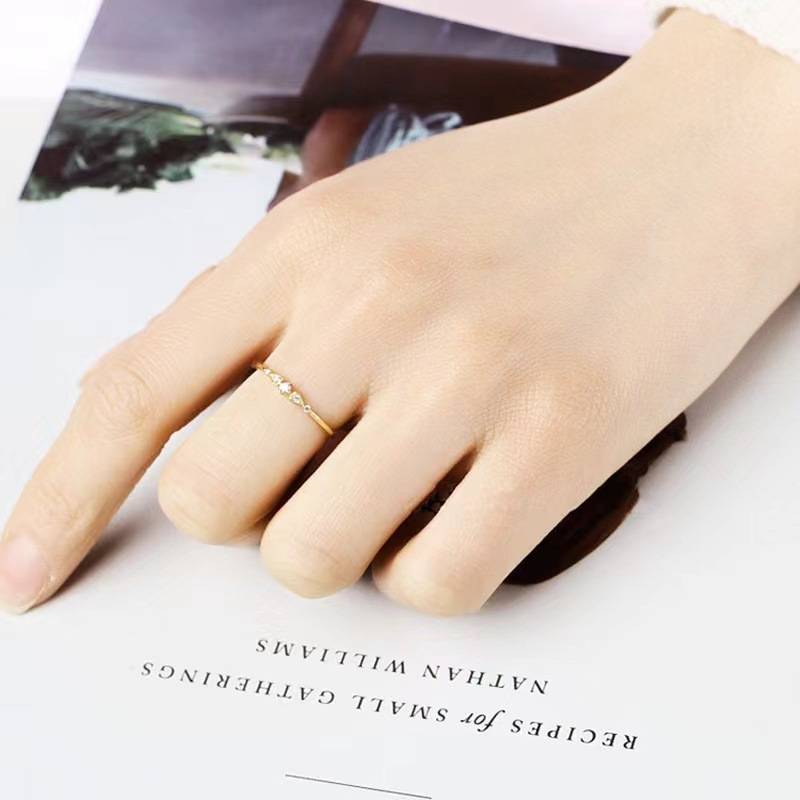 Cross -border jewelry electroplating 14K gold micro -mosaic vermiculite French retro tail ring ring female niche high -level sense