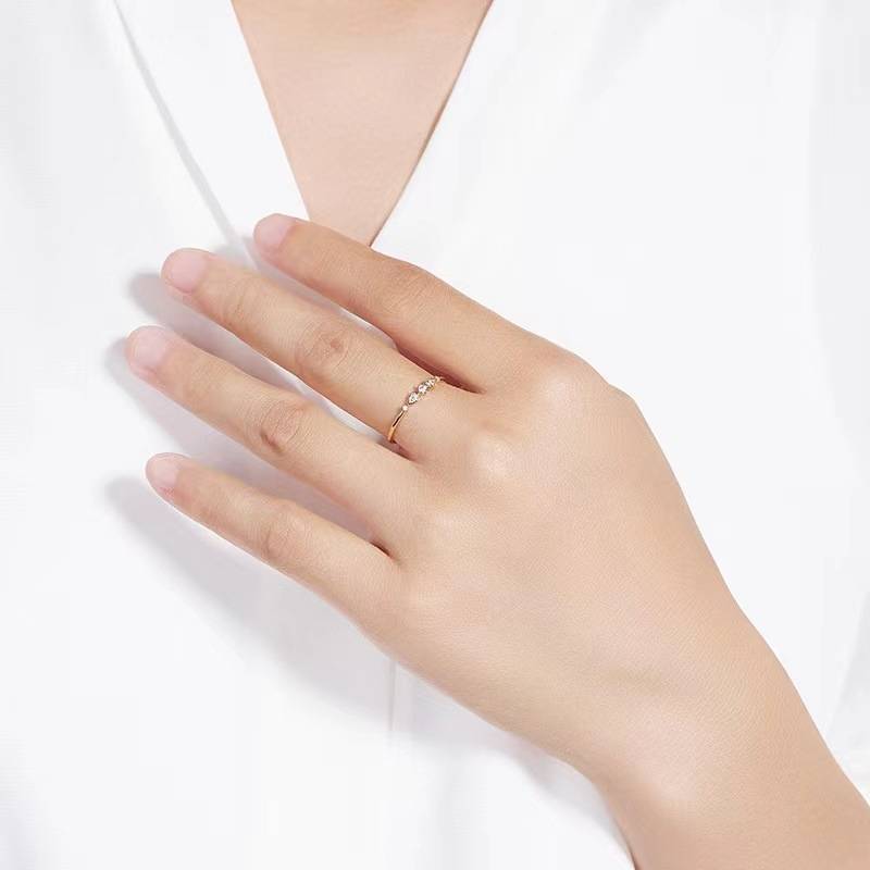 Cross -border jewelry electroplating 14K gold micro -mosaic vermiculite French retro tail ring ring female niche high -level sense