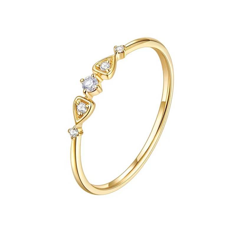 Cross -border jewelry electroplating 14K gold micro -mosaic vermiculite French retro tail ring ring female niche high -level sense