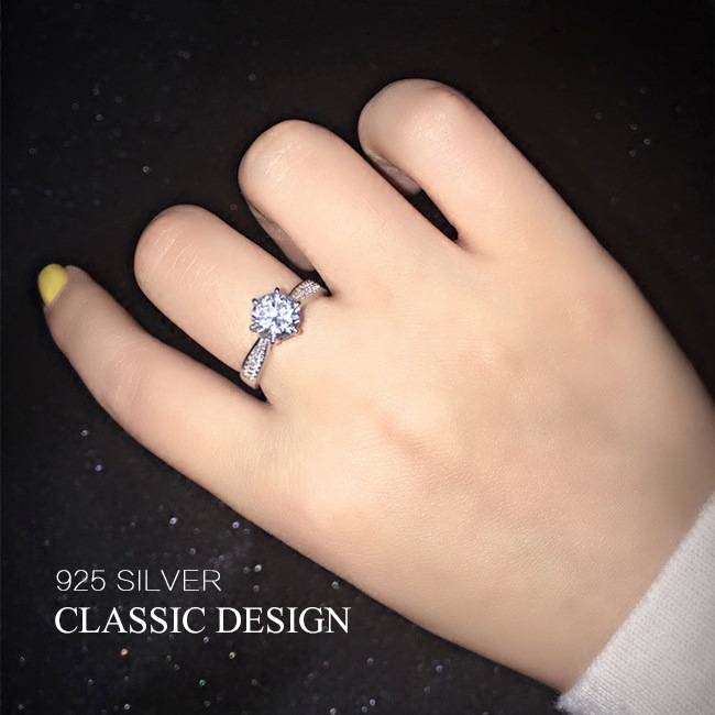Cross -mirror Classic Six -Claw Ring Plated Plated Planted Waternuts Super Sona Diamond Ring European and American Luxury Jewelry