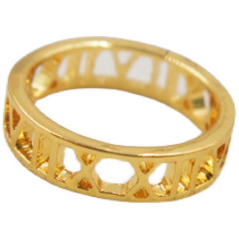 Qingdao decorated with European and American fashion copper plated 18K gold hollow Roman digital ring