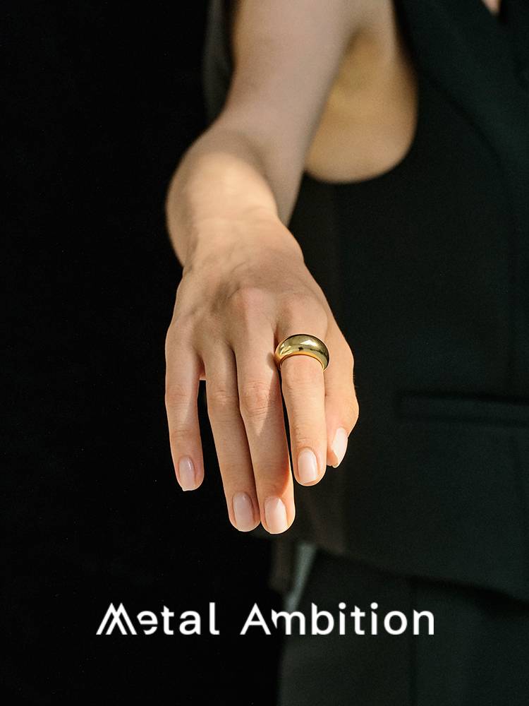 Silver -plated 18K golden prime ring ring women's French European and American niche design curved wild ring simple personality