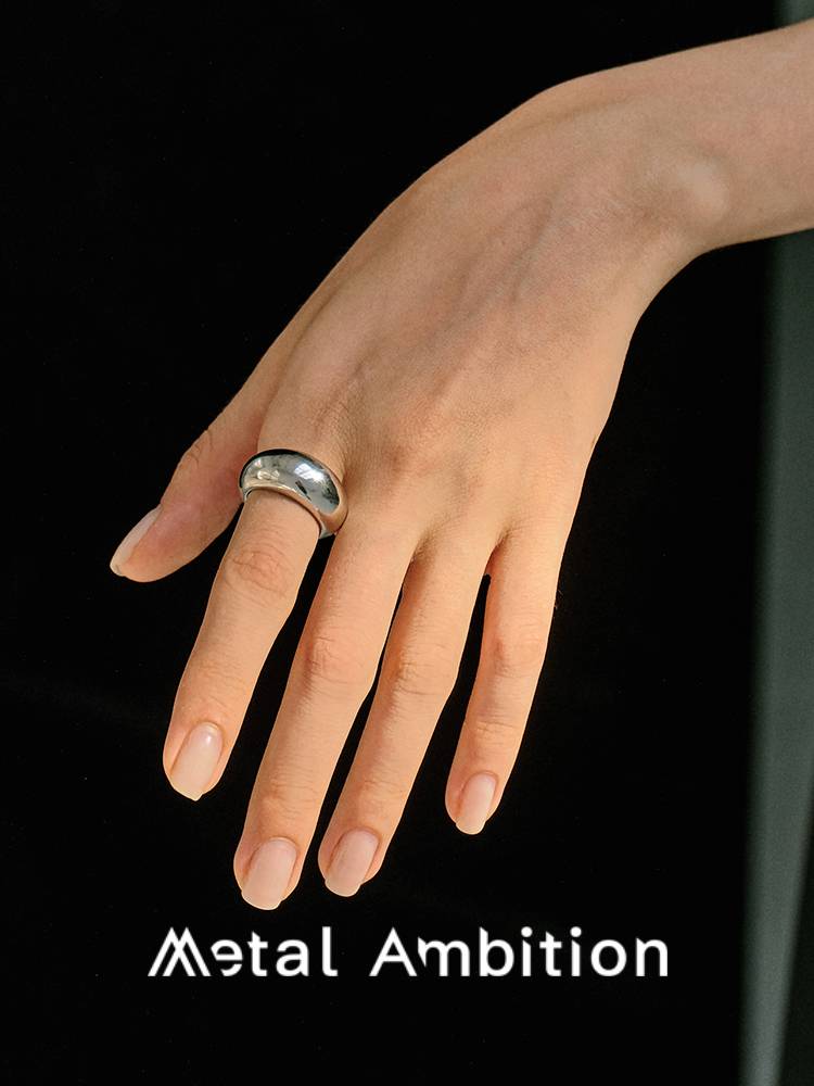 Silver -plated 18K golden prime ring ring women's French European and American niche design curved wild ring simple personality