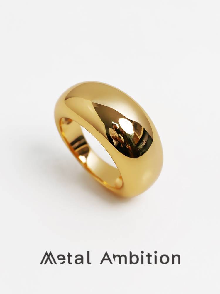 Silver -plated 18K golden prime ring ring women's French European and American niche design curved wild ring simple personality