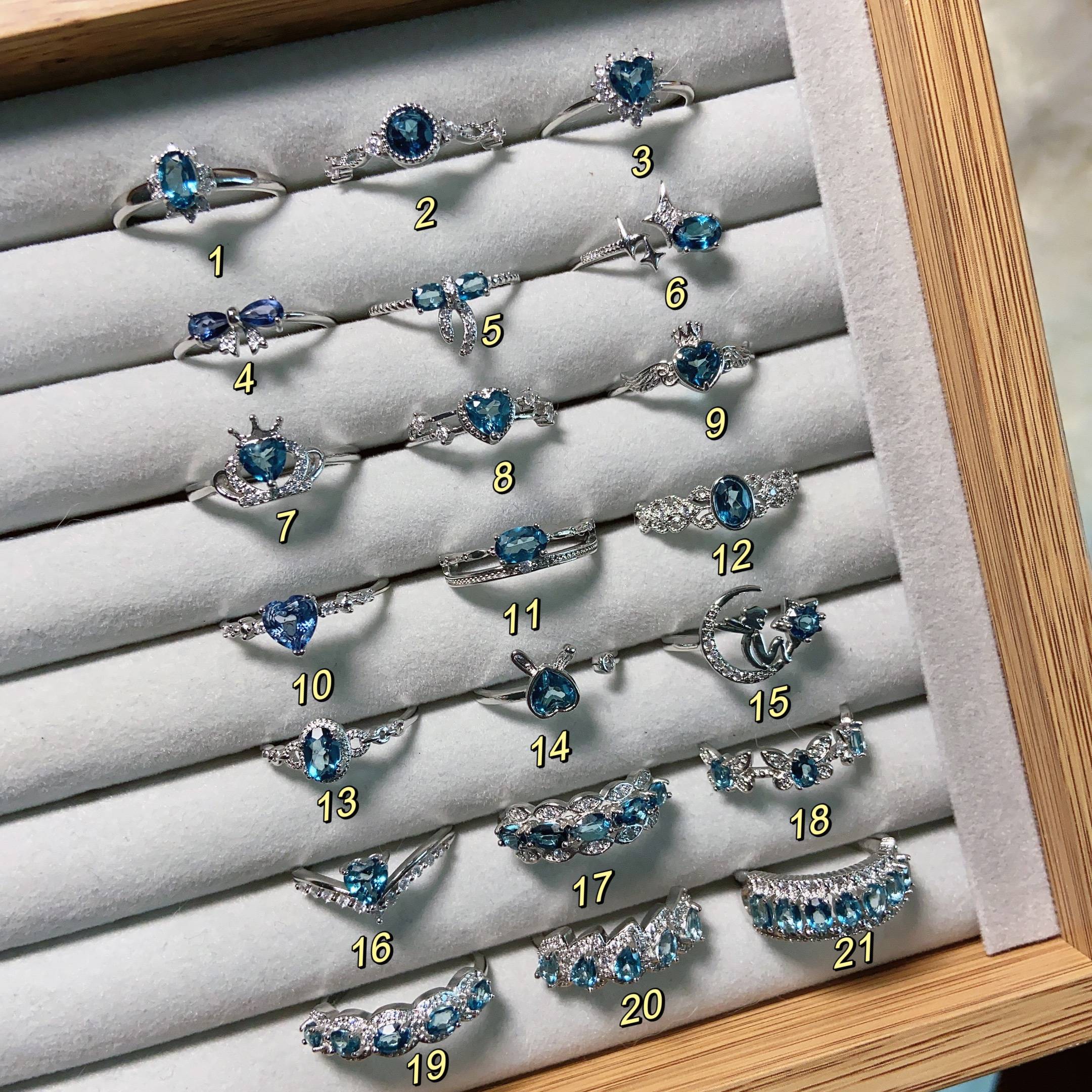 Moazawa Advanced texture London London Bluecop Stone Collection 3 Natural Crystal Rings Live Mortar Monkey Niche Accessories