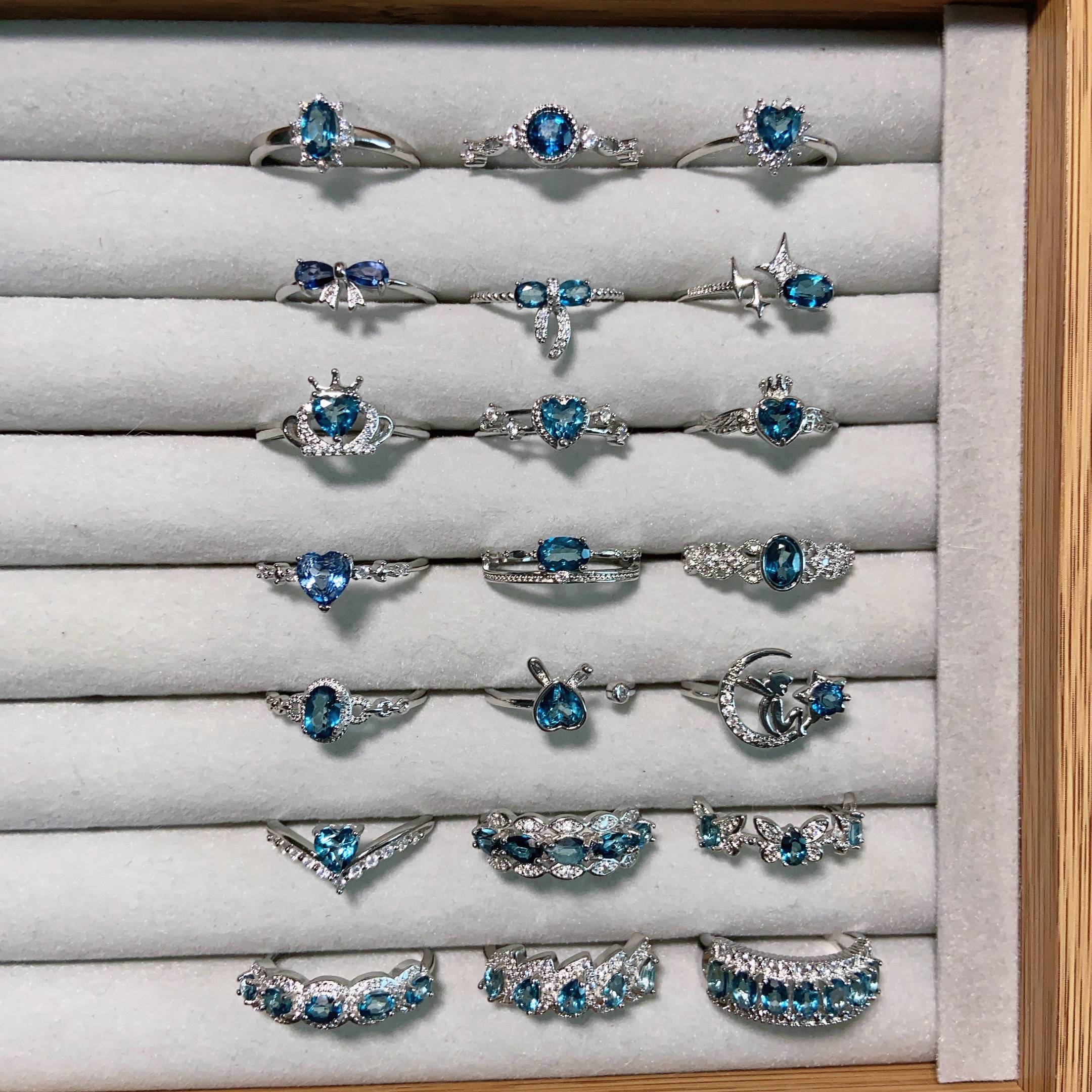 Moazawa Advanced texture London London Bluecop Stone Collection 3 Natural Crystal Rings Live Mortar Monkey Niche Accessories