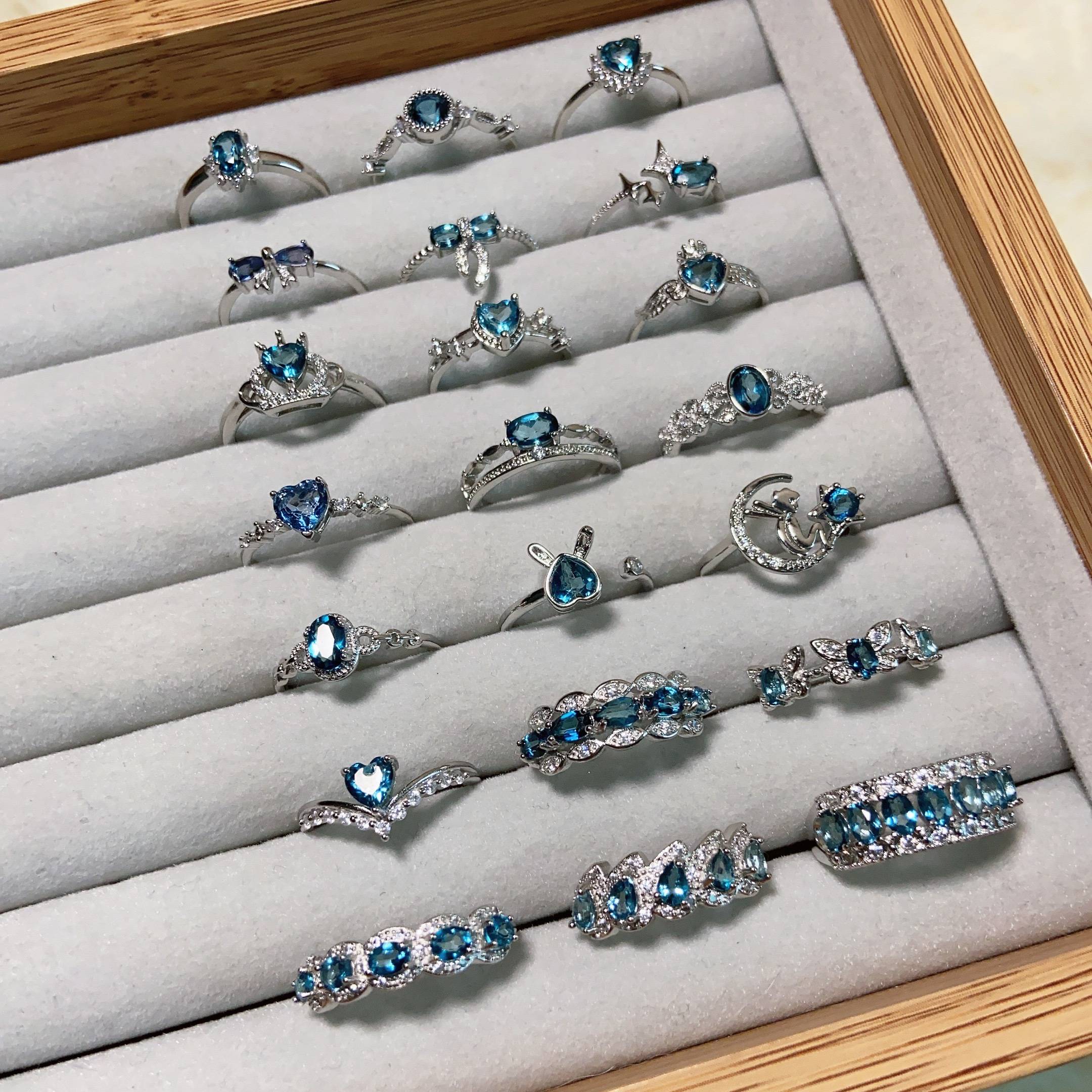 Moazawa Advanced texture London London Bluecop Stone Collection 3 Natural Crystal Rings Live Mortar Monkey Niche Accessories