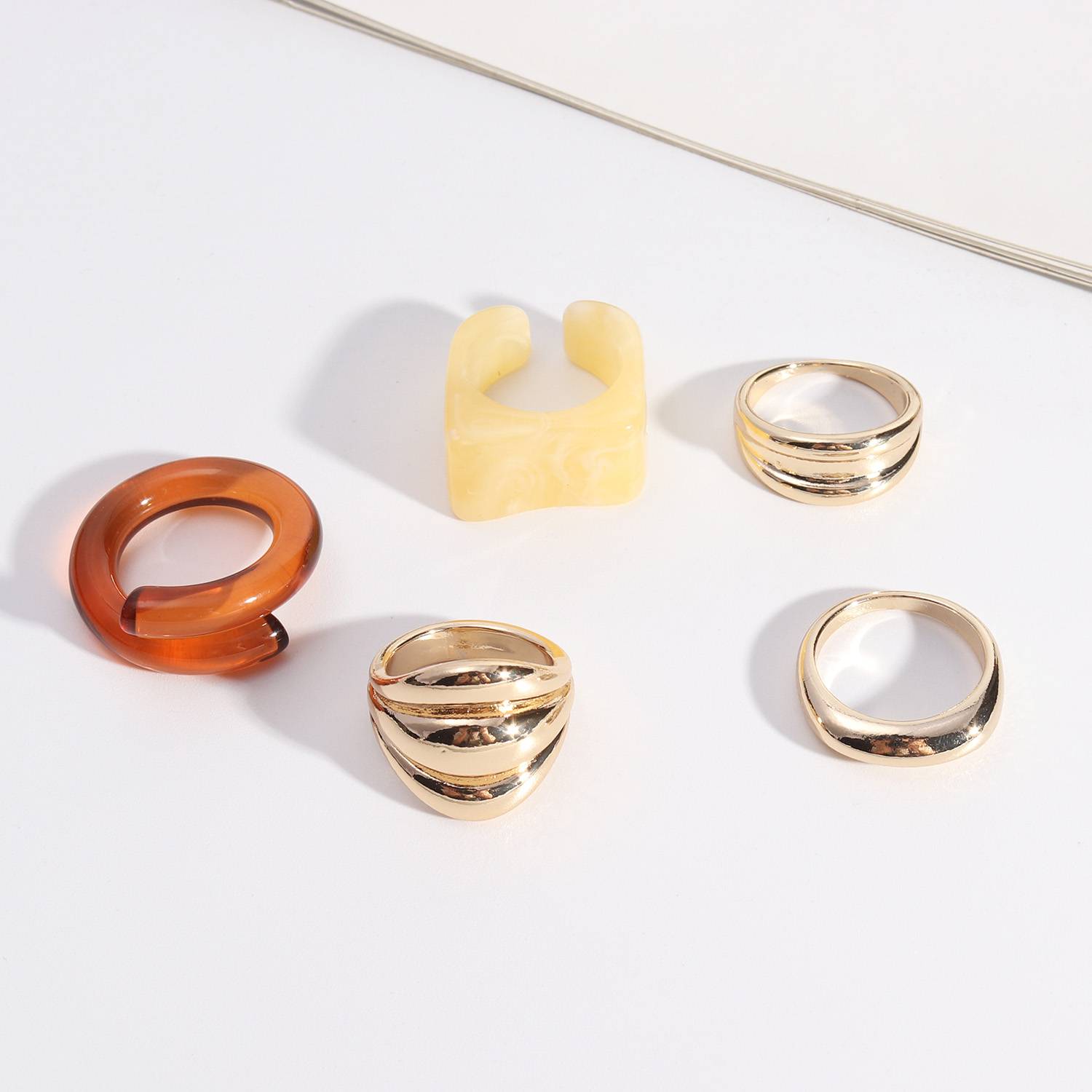 European and American style fashion personalized jewelry set with card texture metal versatile ring women