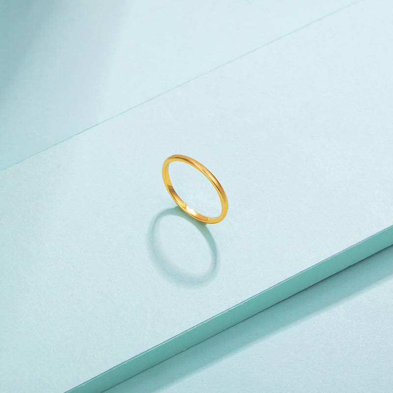 High -end jewelry simplicity INS plated 24K golden personality cold air light wind men's ornamental light surface element ring women