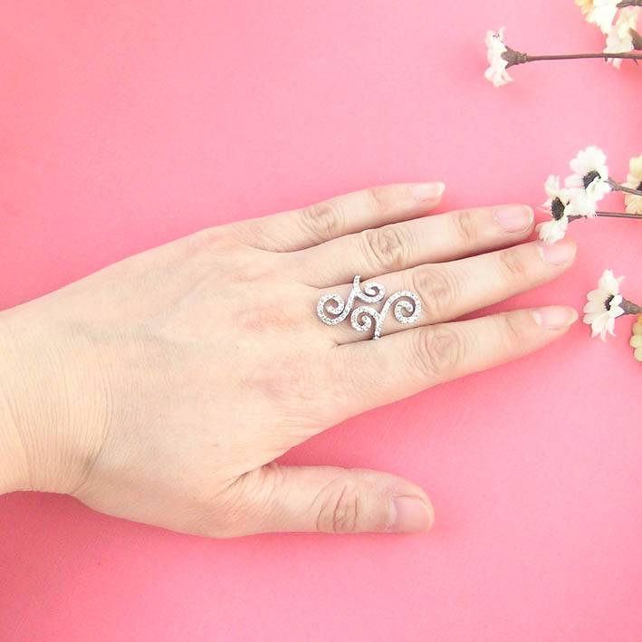 Original Single Show Consolidated Silver Full Diamond Ring/Ring (Special Promotion)