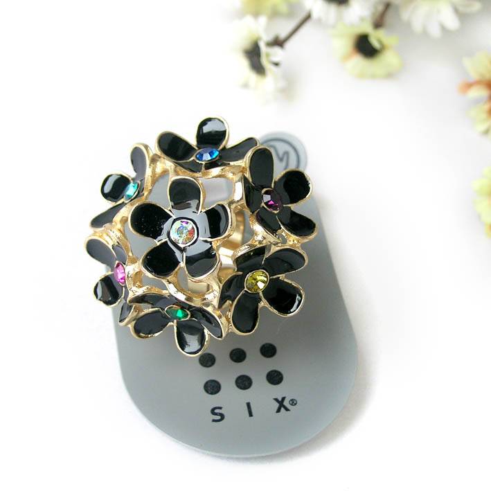 Original single personality elegant seven black flower ring/ring (special offer)