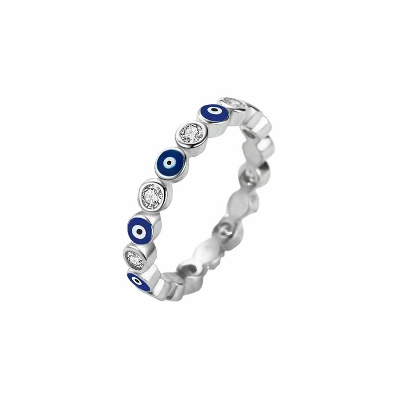 Billionain new S925 sterling silver niche simplicity glue blue eye vermiculite ring women's fashion hot -selling jewelry