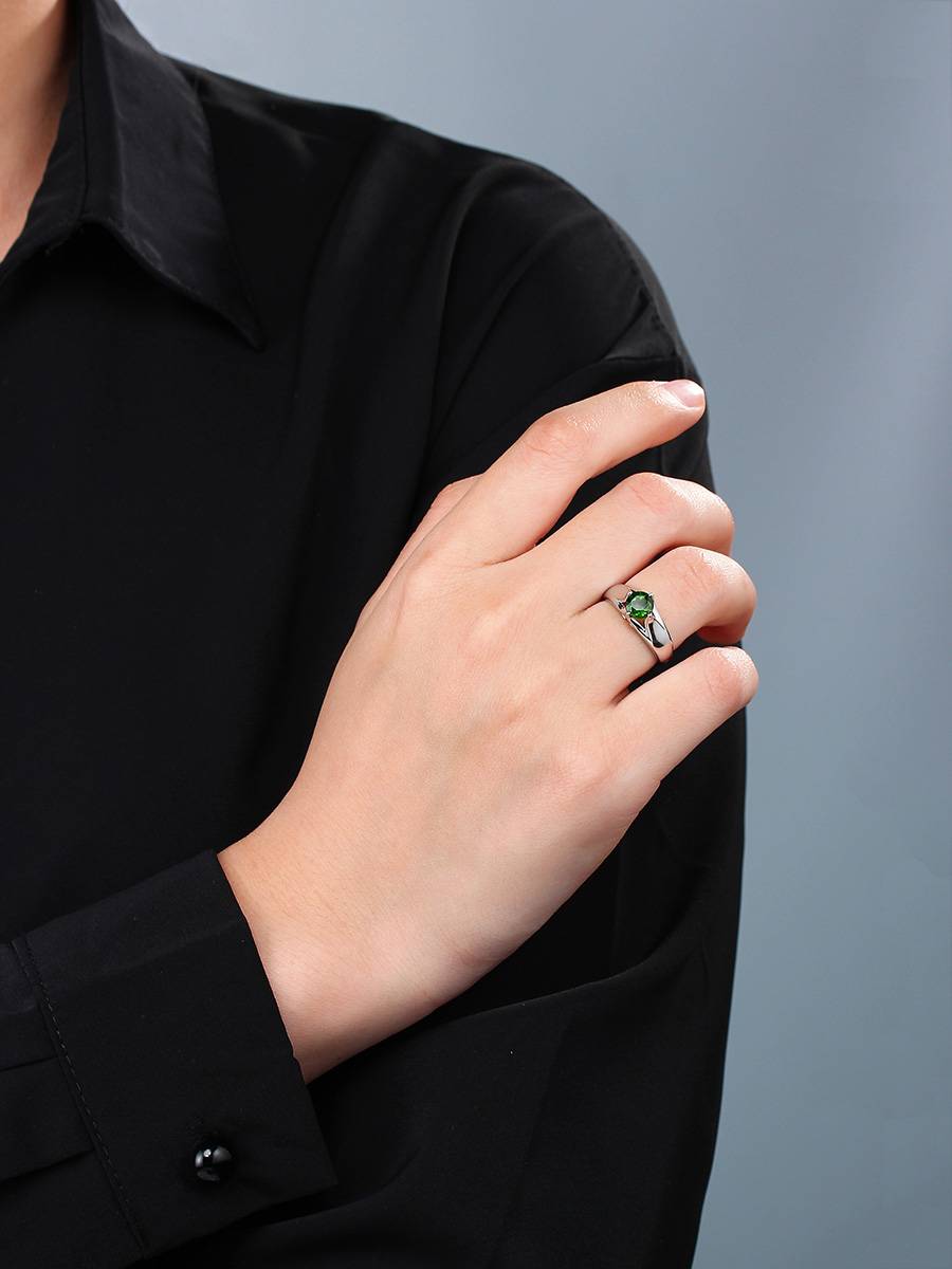 6mm transparent pirate tourmaline 925 Silver rings Pure silver marriage refers to fashion trend decoration fashion ancient style