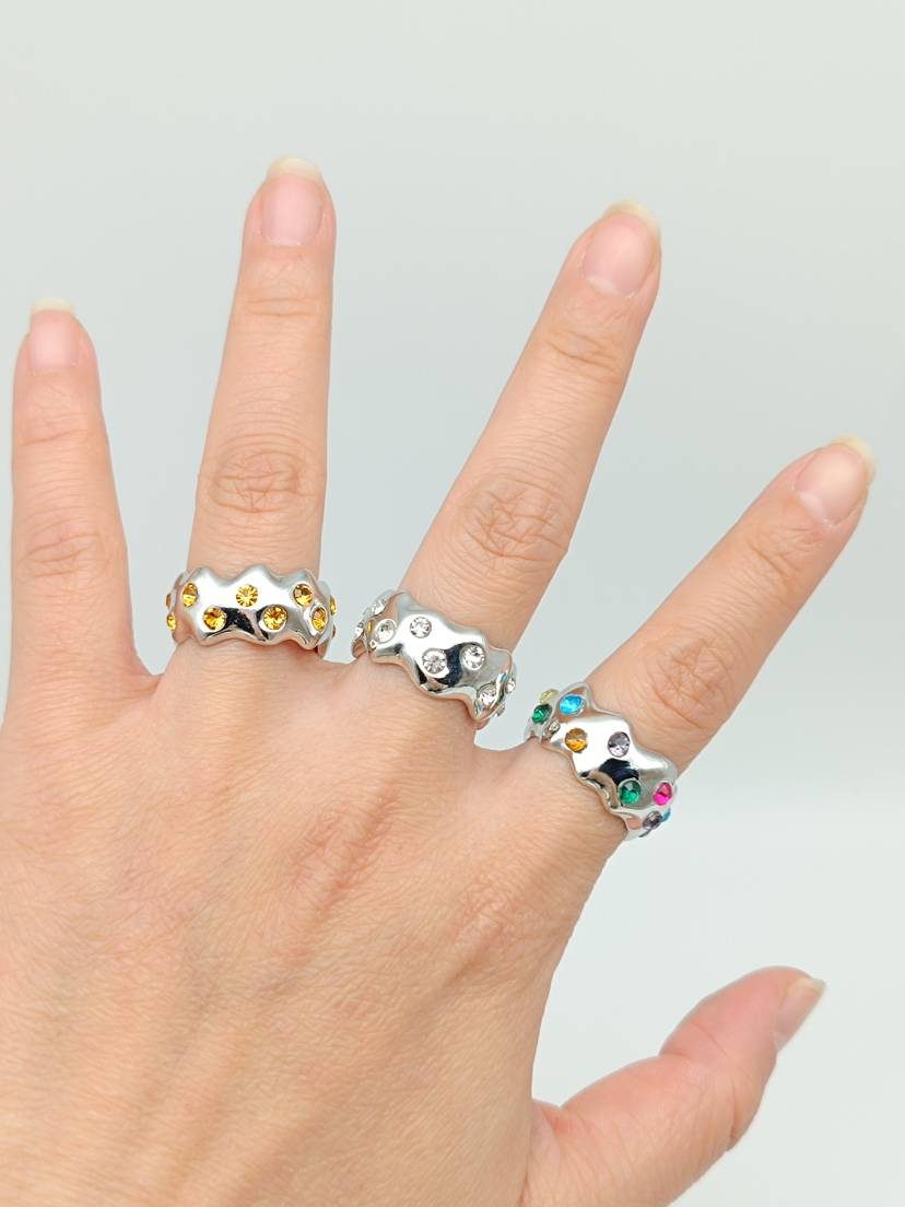 Exit Europe and the United States, lonely color diamond silver personality ring